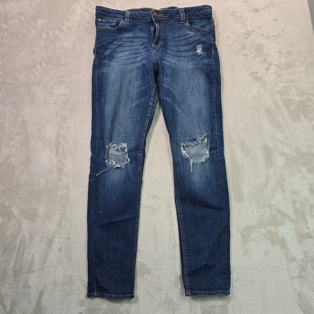 Refuge Distressed Skinny Jeans Dark Wash Ripped Knee Denim Womens 12